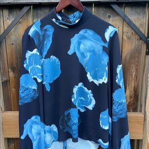 Blue Floral Babaton Top - Size Small